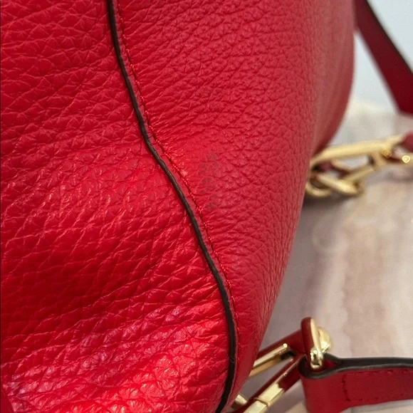 Michael Kors Viv Red Leather Convertible Backpack Crossbody - Picture 13 of 17